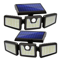 2 Pack Solar Lights Outdoor 128 LED 800LM Cordless LED Solar Motion Sensor Lights IP65 Waterproof Security LED Flood Light