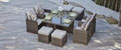 Direct Wicker 9-Piece Outdoor PE Rattan Wicker Patio Dining Table Set Garden Outdoor Patio Furniture Set