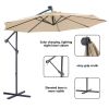 10 FT Solar LED Patio Outdoor Umbrella Hanging Cantilever Umbrella Offset Umbrella Easy Open Adustment with 24 LED Lights - tan