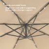 10 FT Solar LED Patio Outdoor Umbrella Hanging Cantilever Umbrella Offset Umbrella Easy Open Adustment with 24 LED Lights - tan