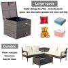 4 Piece Patio Sectional Wicker Rattan Outdoor Furniture Sofa Set with Storage Box Brown