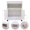 Wood Kitchen Microwave Cabinet Cart with 4 Universal Wheels and Roomy Inner Space for Home Use, White