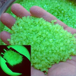 2000pcs/bag Glow In Dark Artificial Stone Gardening Aquarium Landscape Fluorescent Small Stone Vase Hourglass Luminous Sand Fluorescent Particles 50g (Color: Green)