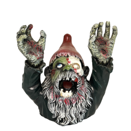 Zombie Gnome Statues, Resin Outdoor Gardening Dwarf Ornaments Halloween Scary Decoartion (Color: Black)