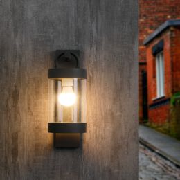 Inowel Wall Lights Outdoor Lantern with Dusk to Dawn Sensor E26 Bulb (Not Include) Max 28W 32331 (Color: grey)