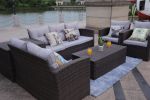 Direct Wicker Outdoor And Garden Patio Sofa Set 6PCS Reconfigurable Stylish And Modern Style With Seat Cushion