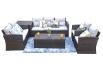 Direct Wicker Outdoor And Garden Patio Sofa Set 6PCS Reconfigurable Stylish And Modern Style With Seat Cushion